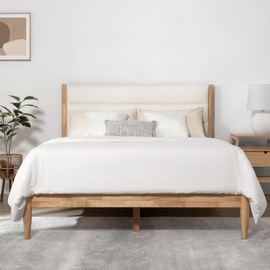 CHITA Queen Size Upholstered Platform Bed Frame with Headboard Boucle Fabric Style,Cream - Walmart.com added by Sarah Jackson