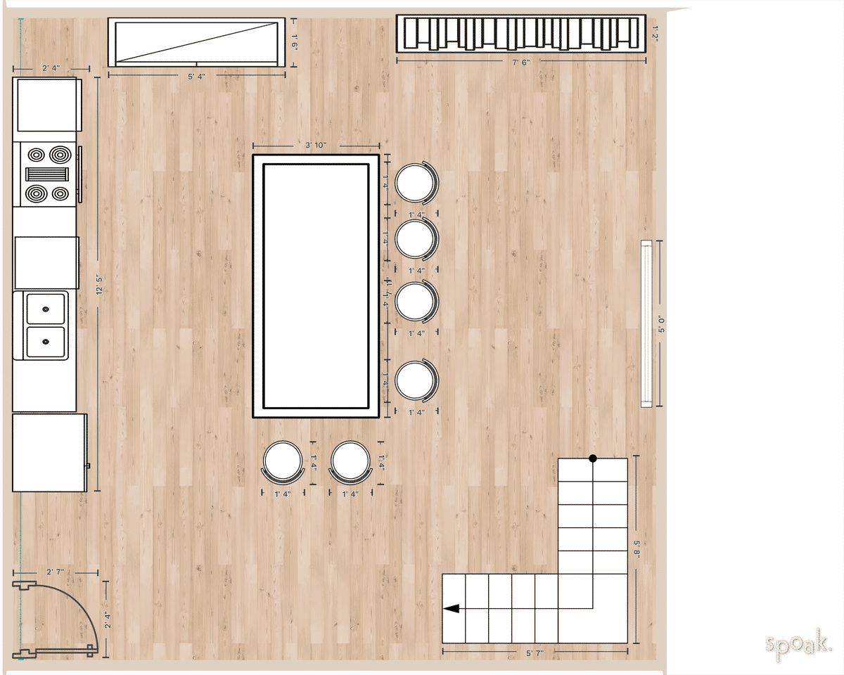 Square Kitchen Floor Plan designed by Melissa Gillitzer