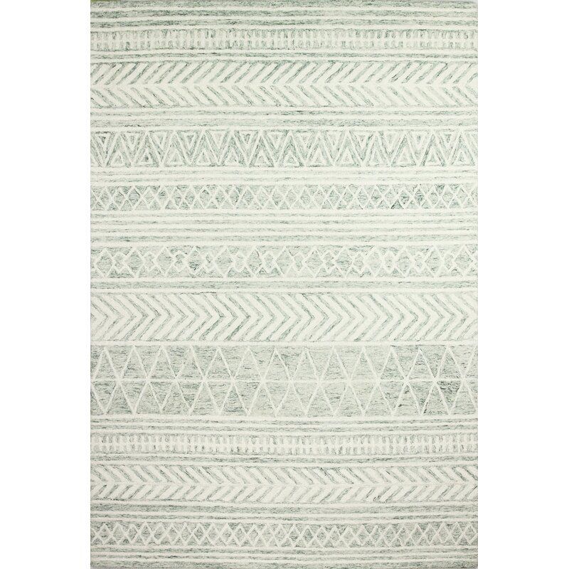 Zurich Geometric Handmade Tufted Wool Ivory/Green Area Rug 7'6" x 9'6" added by Kate Lynn Nemett