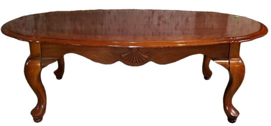 Solid Hardwood Oval Coffee Table With Cabriole Legs & High Gloss Finish added by Hannah Hartman