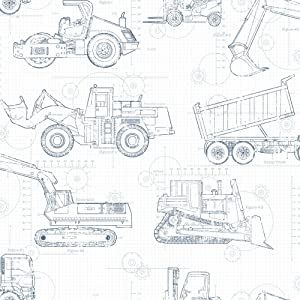 York Wallcoverings KS2350 Construction Blueprint Water-Activated Removable Wallpaper - Blue | Spray with Water and Hang | Ultra Easy added by Spoak Member