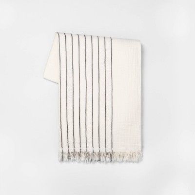 Striped Gauze Throw Blanket Railroad Gray/Sour Cream - Hearth & Hand™ with Magnolia added by Where The Heart Is Designs