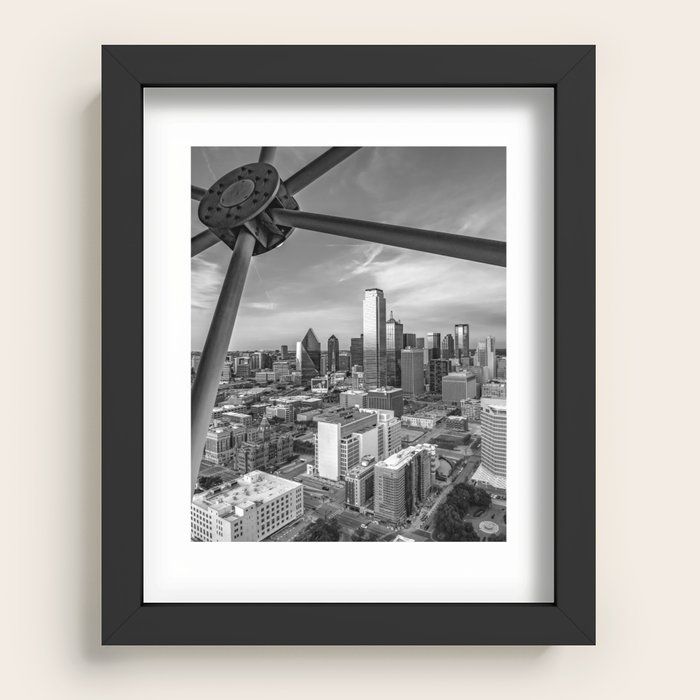 Dallas Skyline Through Reunion Tower - Texas - Black And White Recessed Framed Print by Gregory Ballos Fine Art Photography | Society6 added by Alethia Vitale