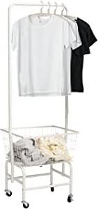 Rolling Laundry Hamper Basket Cart with Wire Storage Rack and Hanging Rack Commercial Rolling Laundry Butler White added by Rescued Room Design