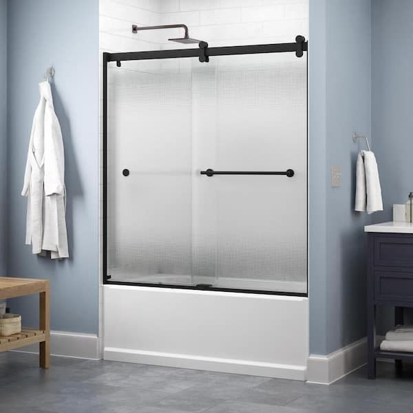 Delta Everly 60in x 58 3/4 in Sliding Matte Black with Droplet Glass added by Spoak Member
