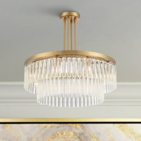 Handry 23 1/2" Wide Antique Brass Glass 8-Light Pendant - #533M0 | Lamps Plus added by Paisley Zeledon Dabao