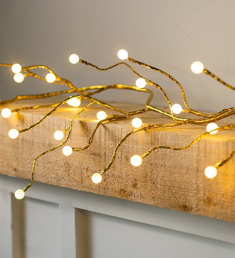 Indoor/Outdoor Gold Metallic Garland with Dual-Function Lights | Eligible for Promotions | Collections | Plow & Hearth added by Katie Hoffman