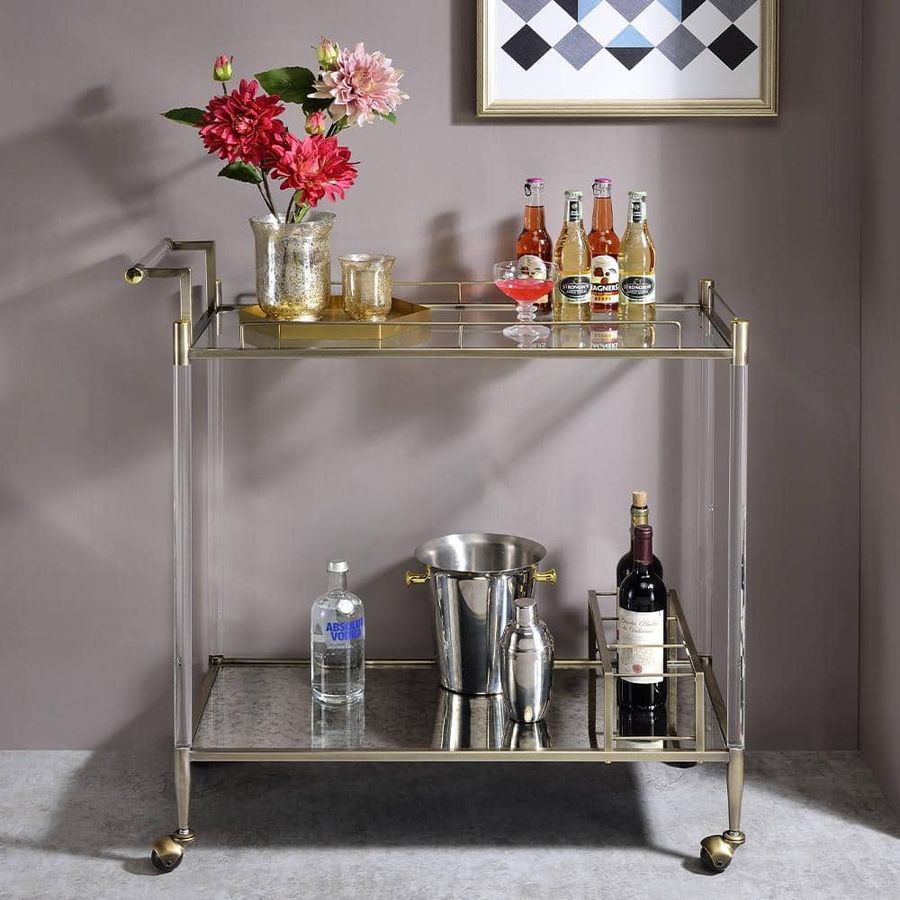Acme Furniture Cirro Antique Mirror and Wire Brass Serving Cart AC00160 - The Home Depot added by erika grossman