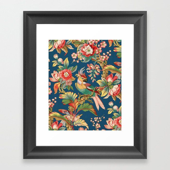 Antique French Chinoiserie in Blue Framed Art Print by The Chinoiserie Pavillion added by Courtney Kobos
