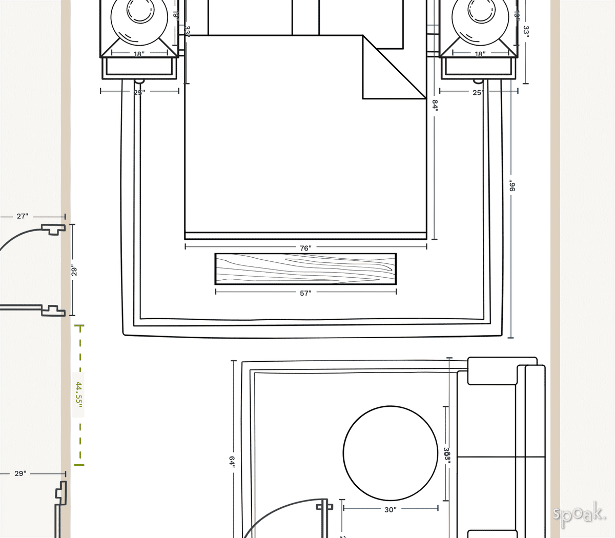 Rectanglar Bedroom Layout designed by Kristen Dominguez