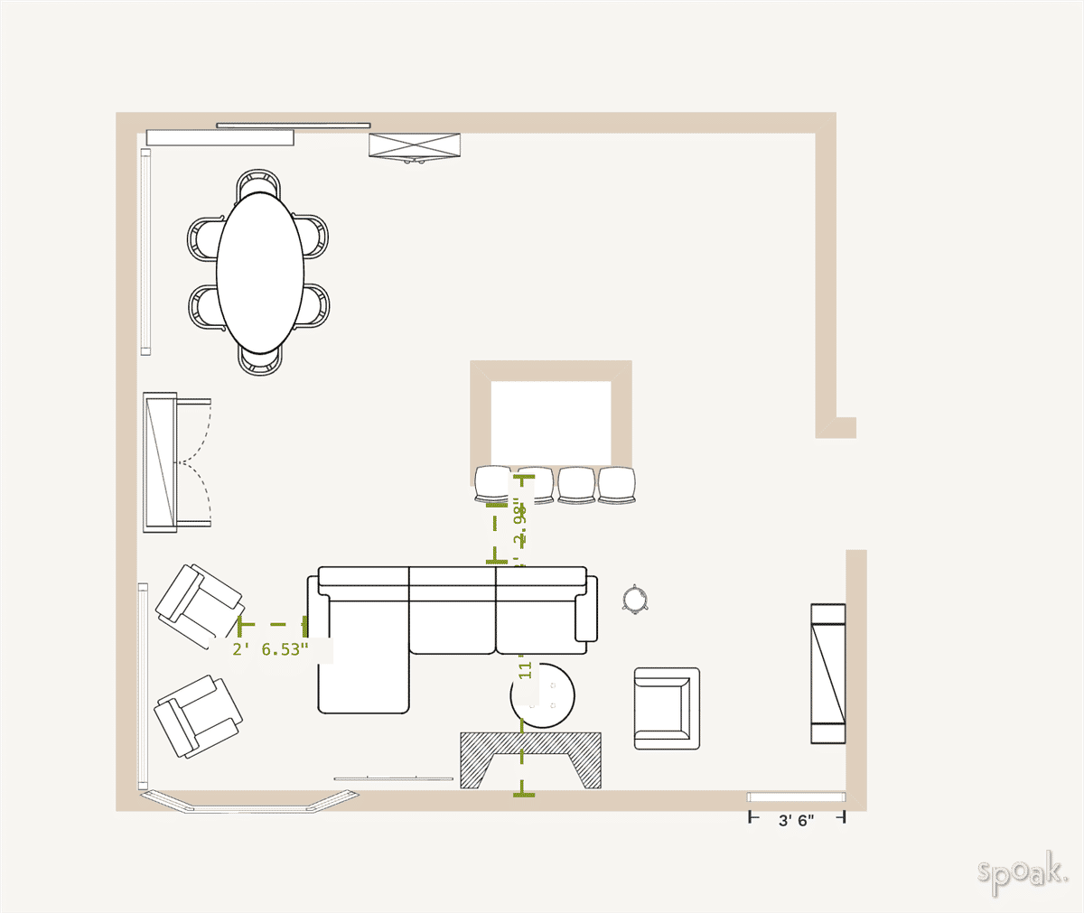 Family Room Layout designed by Sheri Johnson