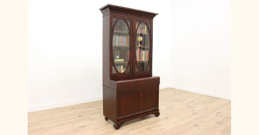 Empire Antique 1830s Mahogany Secretary Desk & Bookcase #35785 added by Serena Finnerty