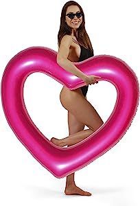 The Original Heart Shaped Pool Float by LOTELI - Metallic Dark Pink - Thicker and Stronger - Best Inflatable for Pool Parties, Bachelorette - Summer Fun & Relaxation - Durable & Easy to Inflate added by Ashley Genard