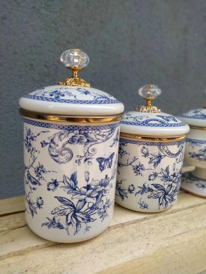 Blue White Canisters Jars&canisters Tea Jar Coffee Jar - Etsy added by Jacqueline Svensson