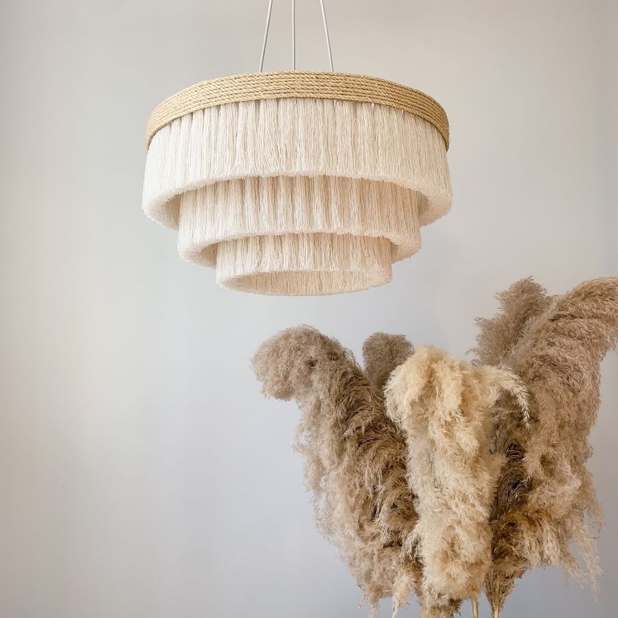 Fringe Pendant Light Cotton Pendant Light Fixture Boho - Etsy added by Skylar Caledonia