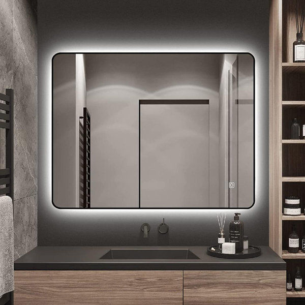 Lighted Metal Framed Wall Mounted Bathroom / Vanity Mirror in Black added by Alexina Salinas