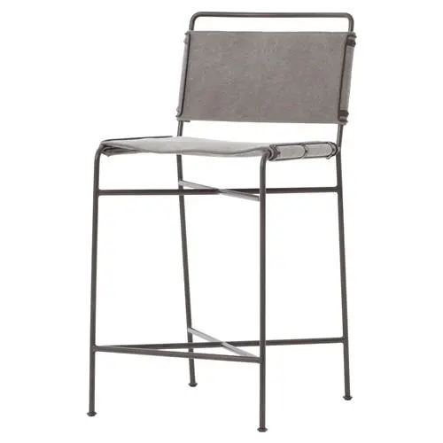 Oxton Industrial Loft Black Iron Frame Grey Seat Counter Stool added by LAUREN KELLY