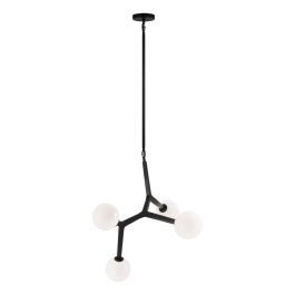 Matteo Lighting C81514BKOP Rami 4 Light 25 inch Pendant in Black with Opal Glass added by Samantha Danahy