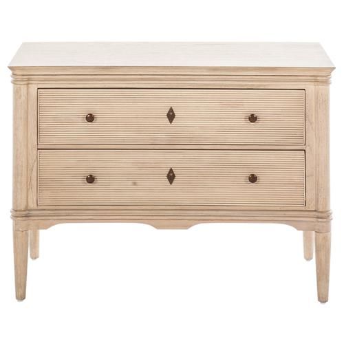 Gabby Linnea French Beige Oak Bronze Iron Pull 2 Drawer Nightstand added by Stephanie Northrop