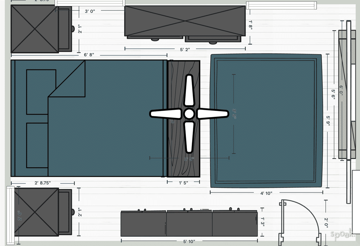 Primary Bedroom Plan designed by Jennifer Clark