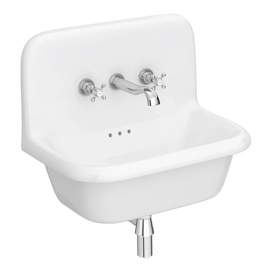 Chatsworth 600mm Roll Top Wall Hung Basin White | Victorian Plumbing UK added by Orian English