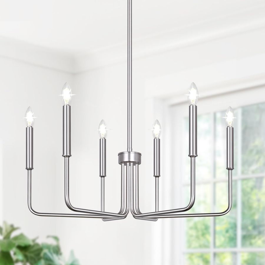 6-Light Modern Farmhouse Chandelier Brushed Nickel added by Becca Moore