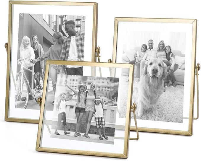 AceList Set of 3 Glass Photo Frame Collection Simple Metal Geometric Picture Frame with Glass Cover Includes 4"" x 4"", 4"" x 6"", 5"" x 7"" added by Lauren Elle Jones