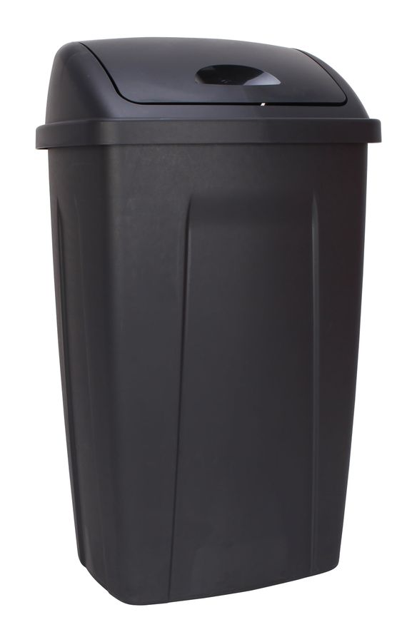 Mainstays 13 Gallon Trash Can, Plastic Swing Top Kitchen Garbage Trash Can, Black - Walmart.com added by Katie Crum