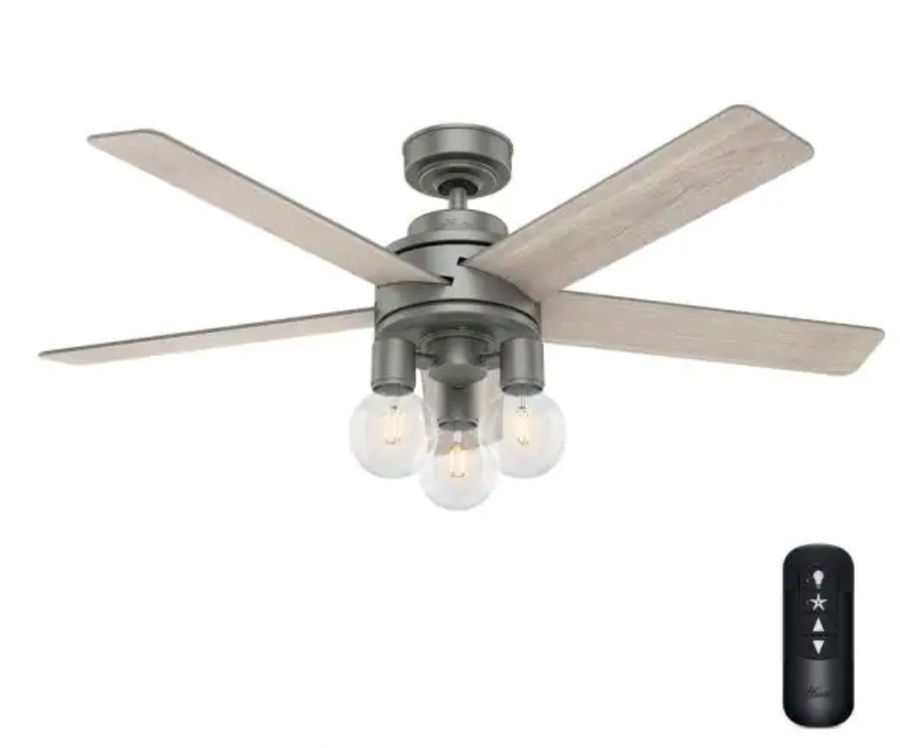 Hunter Hardwick 52 in. Integrated LED Indoor/Outdoor Matte Silver Ceiling Fan with Remote Control added by Katie Hoffman