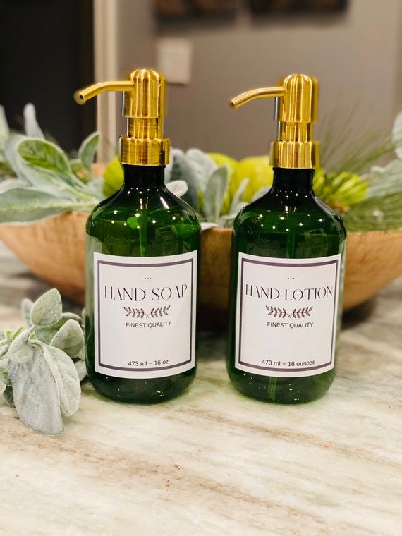 Modern Green Plastic Apothecary Refillable Hand Soap Lotion - Etsy added by Where The Heart Is Designs