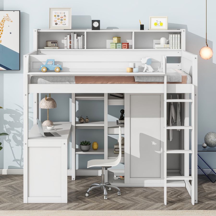Loft bed with dresser and desk added by Keri-Ann Crawford