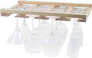 Rustic State 4 Sectional Adjustable Under Cabinet Mount Wood Stemware Rack Hanging Shelf Glassware Holder Bar Organizer with up to 12 Wine Glass Storage 10 Inch Deep Natural added by Brittany Vink