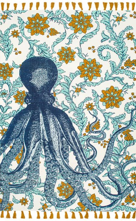Multi Flatweave Cotton Giant Octopus 7' 6" x 9' 6" Area Rug added by Jennie Perkins