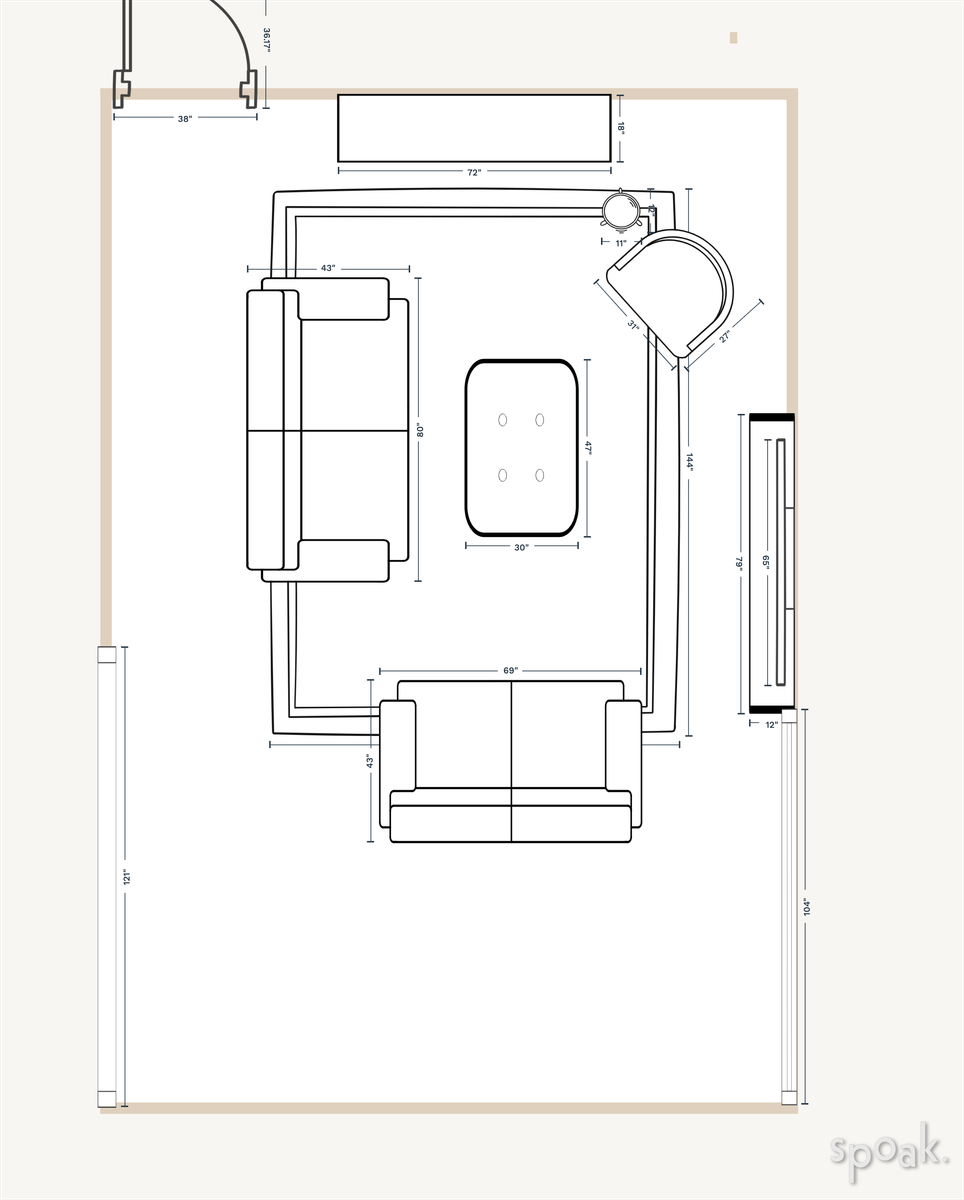 Living + Dining Room Floor Plan designed by Lauren Elle Jones