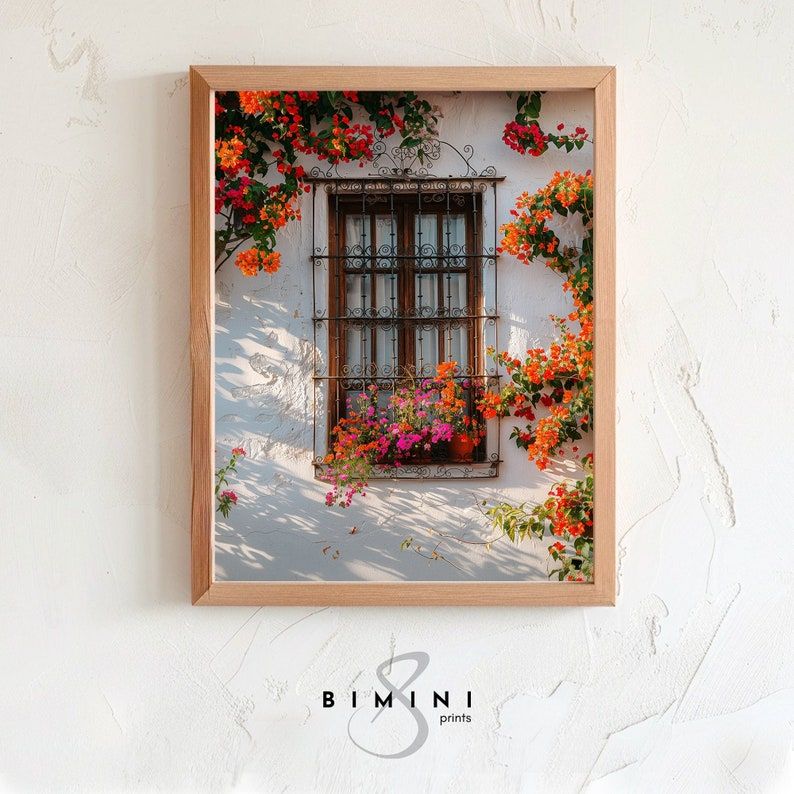 Old window with flowers, old Spanish house, Spain wall art, Spanish window Wall Art, Flowers around window, Andalusia, Digital Print added by Erica Ramon