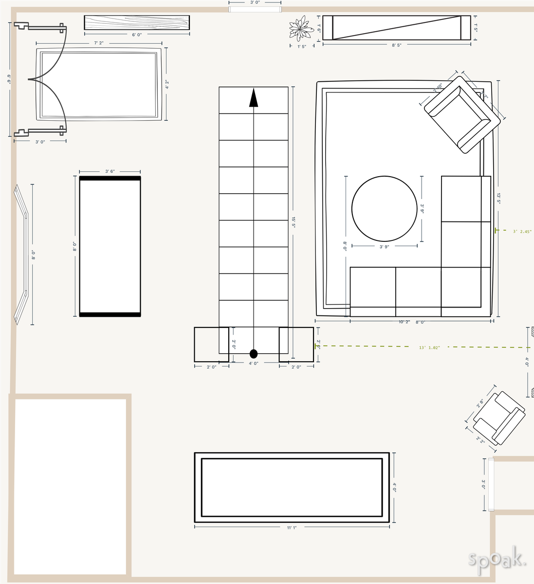 Great Room Layout designed by Chelsea Haskovec