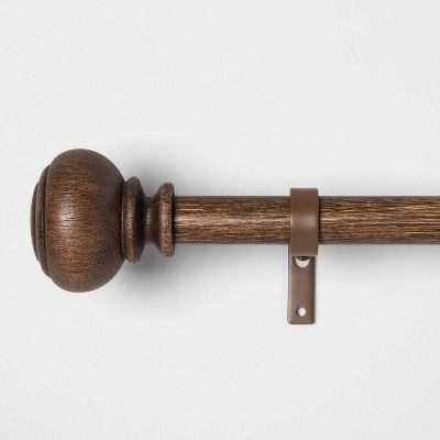 36"-66" Wood Knob Curtain Rod Dark Brown - Threshold™ added by Rachel Pecoy