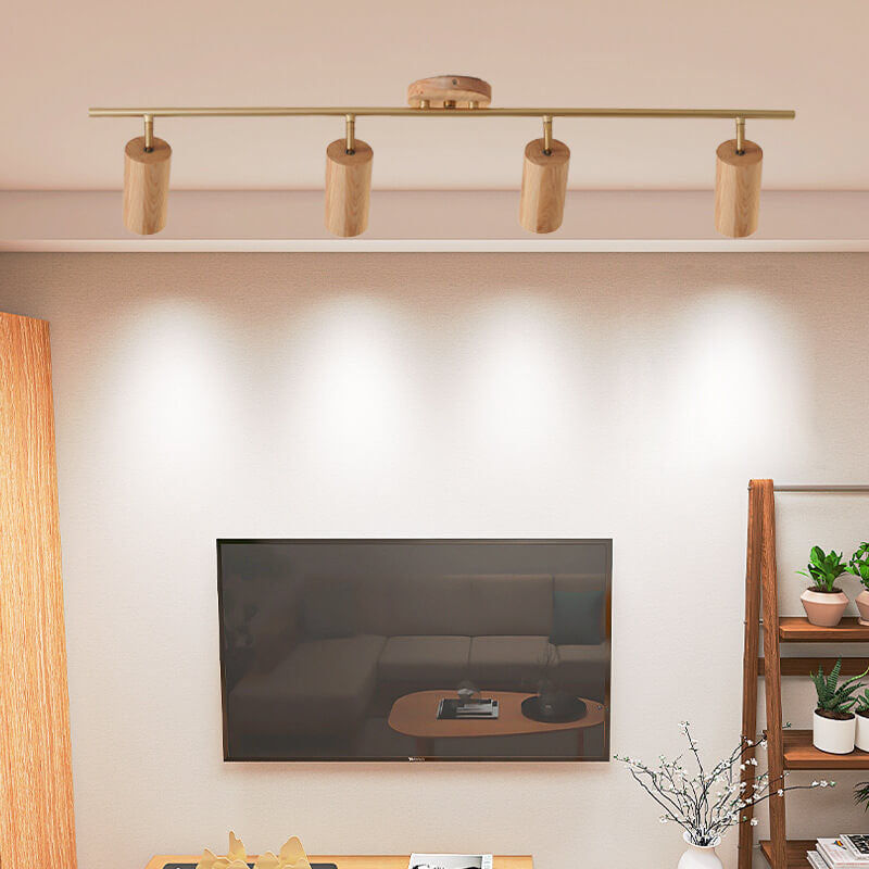 Nordic Minimalist Wooden Track Lighting 2/3/4 Light Semi-Flush Mount Lighting added by Spoak Member