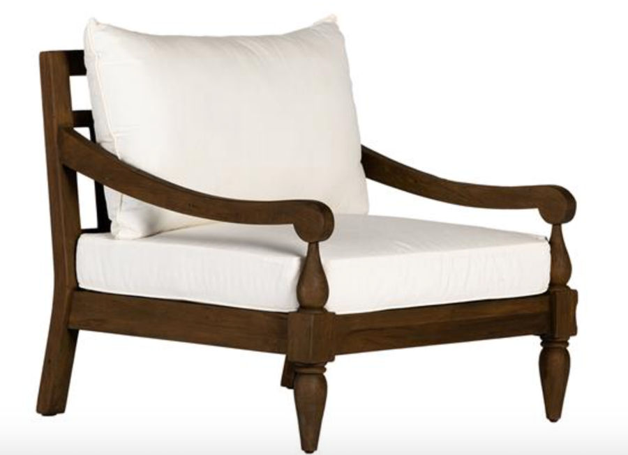 Allan French Country White Cushion Dark Brown Reclaimed Teak Outdoor Arm Chair added by Tina Robinson
