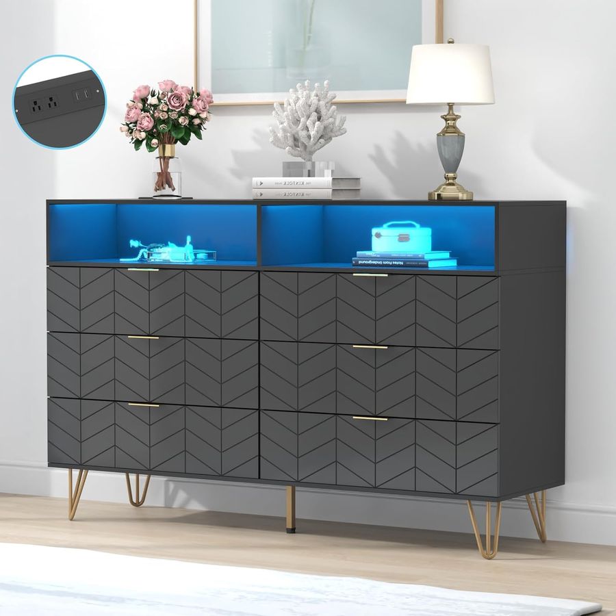 Loomie 6 Drawers Dresser with Power Outlet & LED Light added by Ashley Wakefield