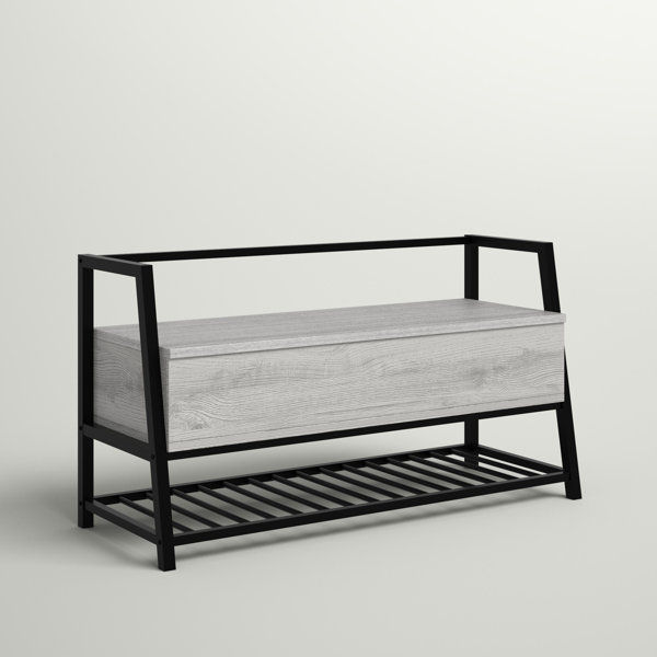 Heberling Bench, Entryway, Hallway, Storage, 42" Rectangular, Metal, Laminate, Contemporary added by Rachel Fedorov