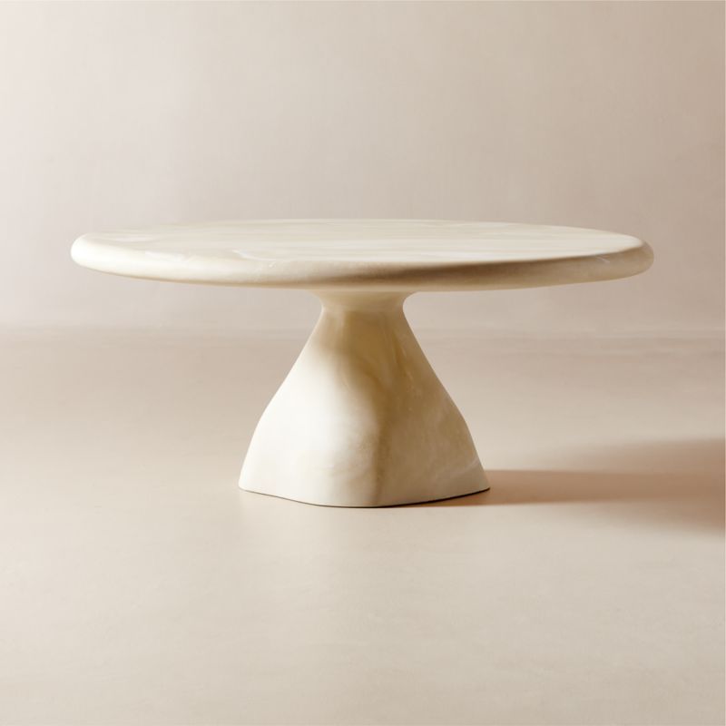 Espira Round Cream Marbled Resin Coffee Table | CB2 added by Jane Depgen