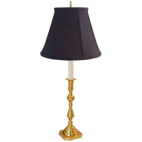 Ipswich 26" High Polished Brass Candlestick Lamp with Black Shade - #9X899 | Lamps Plus added by Serena Finnerty