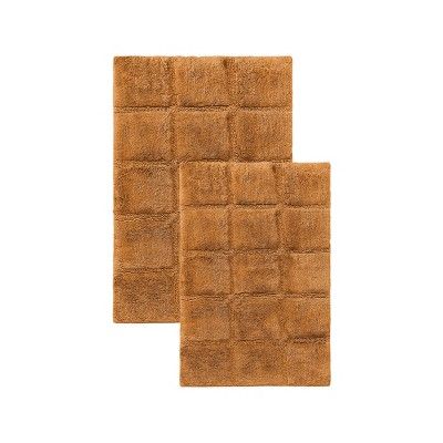 Non-Slip Machine Washable Solid Checkered Cotton 2 Piece Bathroom Rug Set, 2'x3', Rust - Blue Nile Mills added by HELEN SALGADO