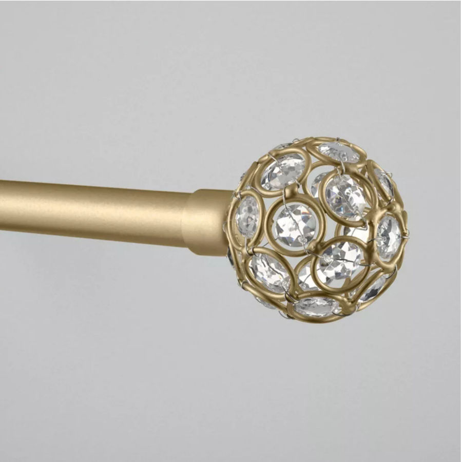 66"-120" Ogee 1" Adjustable Window Curtain Rod and Finial Set Gold - Exclusive Home: Iron, Matte Finish, Single Rod added by Natasha Knight