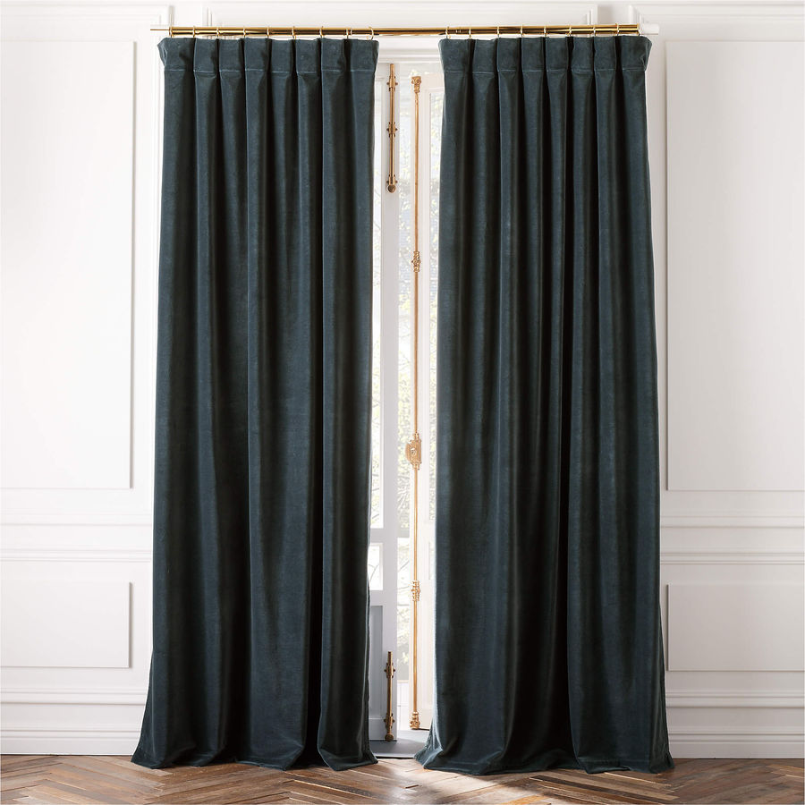 dark teal velvet curtains added by Abby Daniels