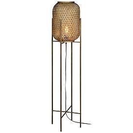Forty West Robert Antique Bronze Metal and Rattan Floor Lamp | www.lampsplus.com added by erika grossman