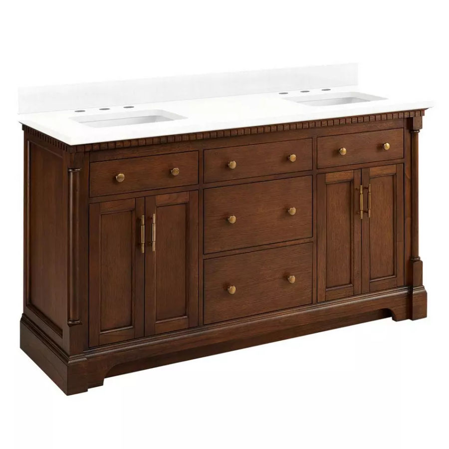 60" Claudia Double Vanity With Rectangular Undermount Sinks - Antique Coffee added by Maria Montanez