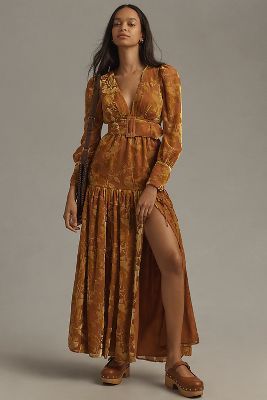 Hutch Malta Long-Sleeve V-Neck Belted Maxi Dress added by Julia Byrum