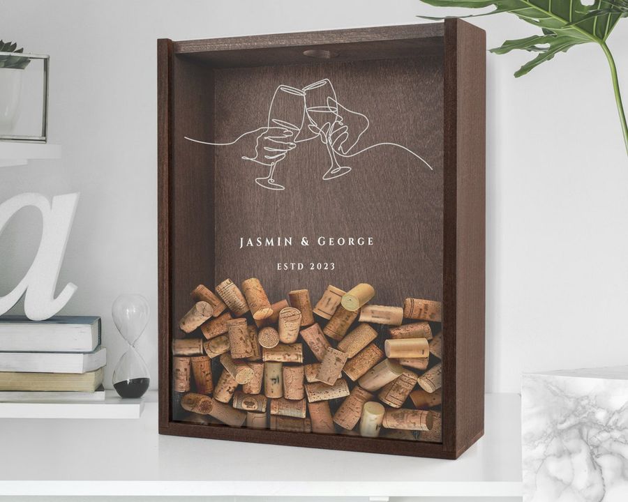 Personalized Wooden Wine Cork Holder 27x32cm Wine Cork Box for Wedding Gift - Etsy added by sallie tyler